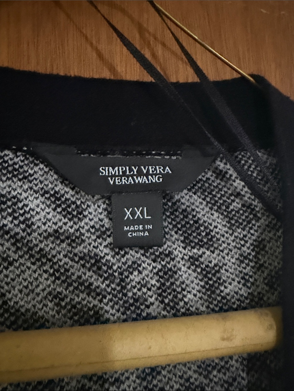 Simply Vera Vera Wang Black and White Patterned Button Cardigan - Picture 2 of 2